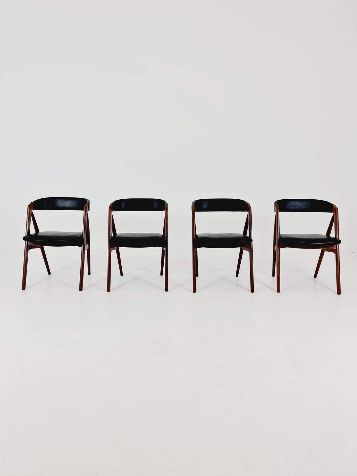 Vintage Danish solid teak dining chairs By Thomas Harlev for Farstrup modell 205 , 1960s, Set of 4