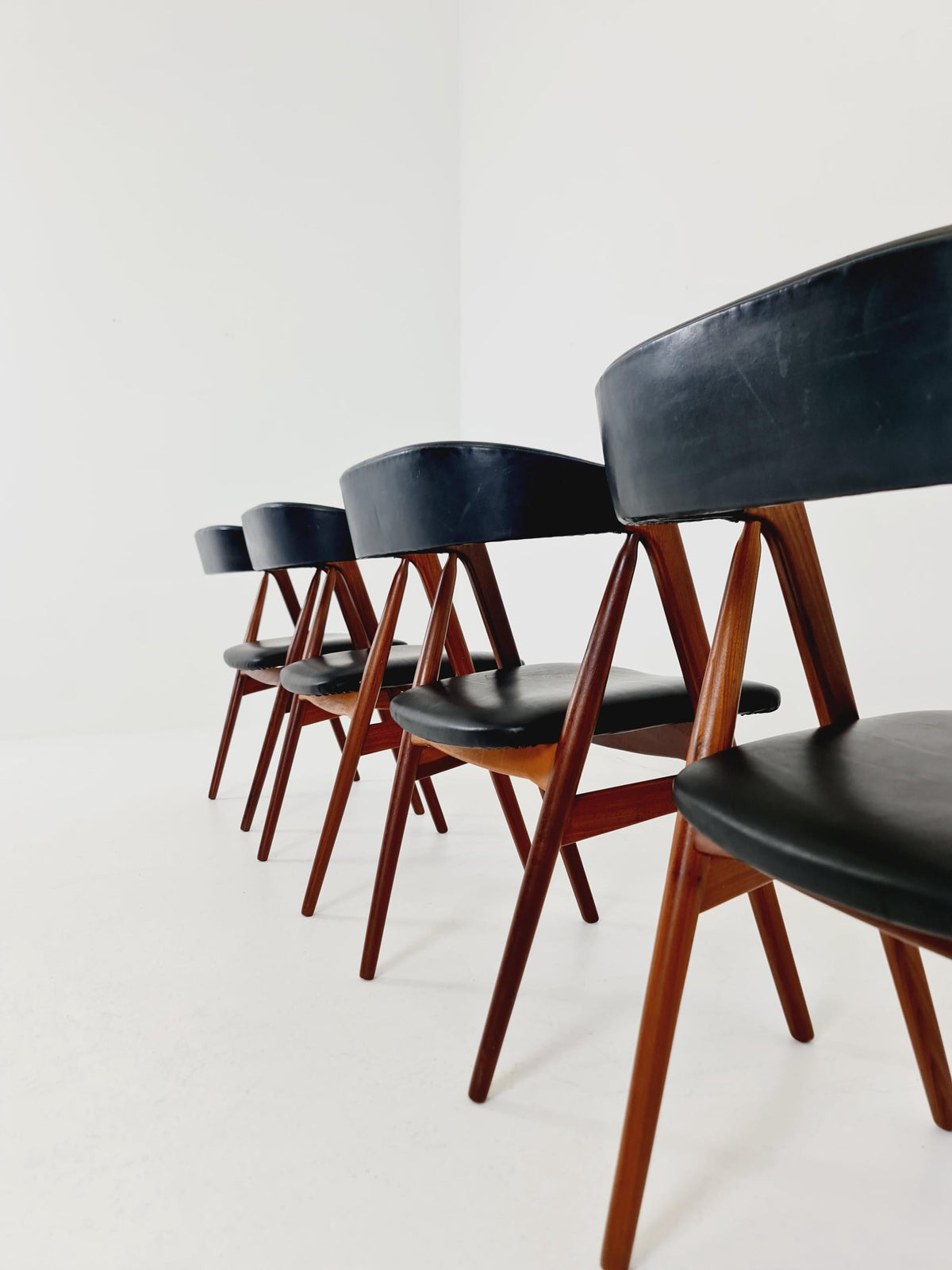 Vintage Danish solid teak dining chairs By Thomas Harlev for Farstrup modell 205 , 1960s, Set of 4