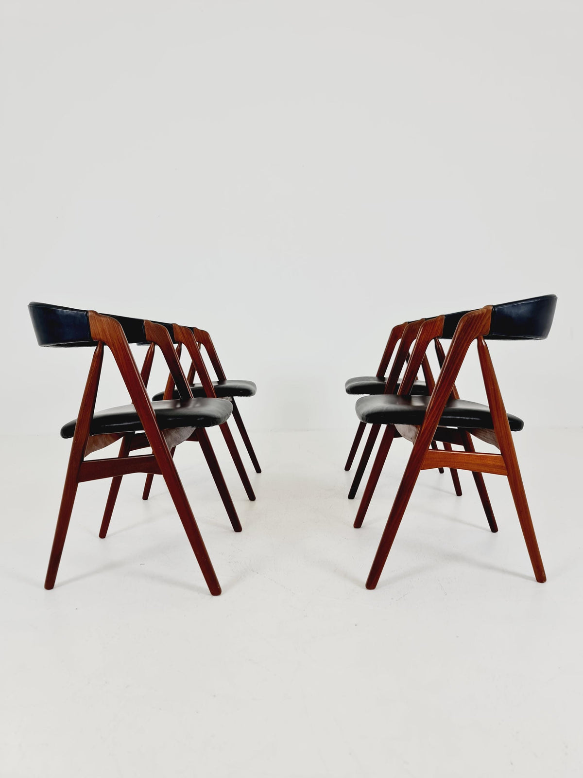 Vintage Danish solid teak dining chairs By Thomas Harlev for Farstrup modell 205 , 1960s, Set of 4