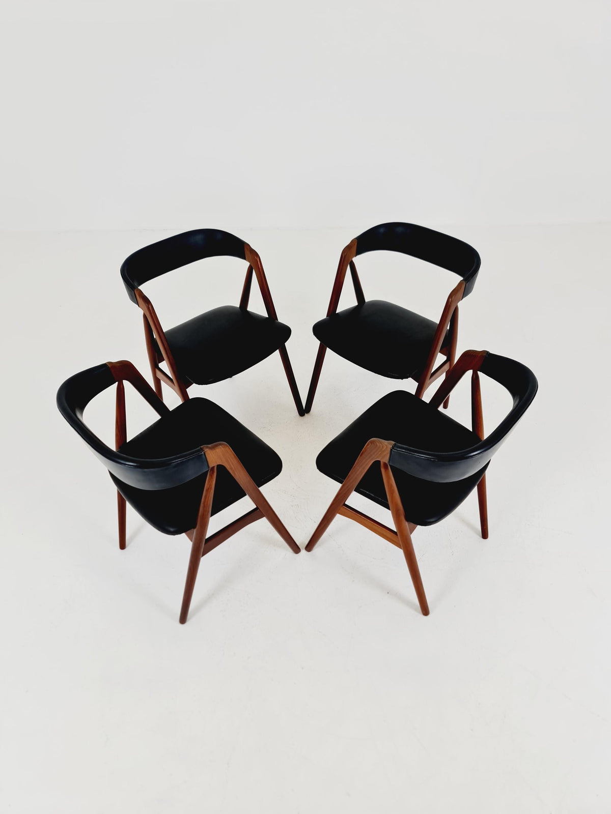 Vintage Danish solid teak dining chairs By Thomas Harlev for Farstrup modell 205 , 1960s, Set of 4