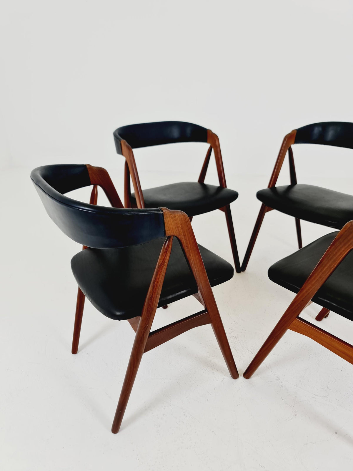 Vintage Danish solid teak dining chairs By Thomas Harlev for Farstrup modell 205 , 1960s, Set of 4