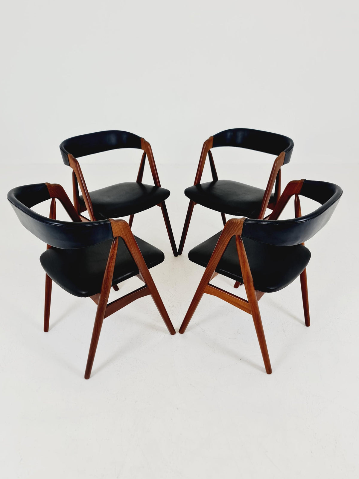 Vintage Danish solid teak dining chairs By Thomas Harlev for Farstrup modell 205 , 1960s, Set of 4