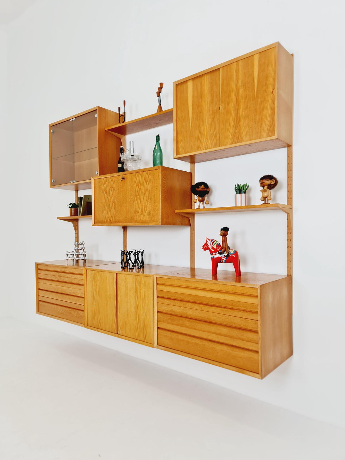 Big Mid century Danish Oak Wall Unit with 6 cabinets by Poul Cadovius for Cado, Denmark, 1960s