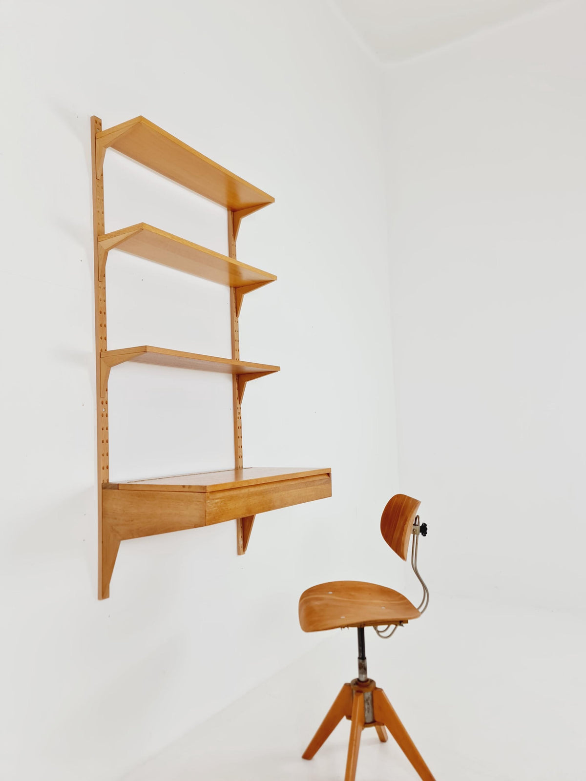 Midcentury Danish Oak Shelving Unit With Desk by Poul Cadovius, 1960s