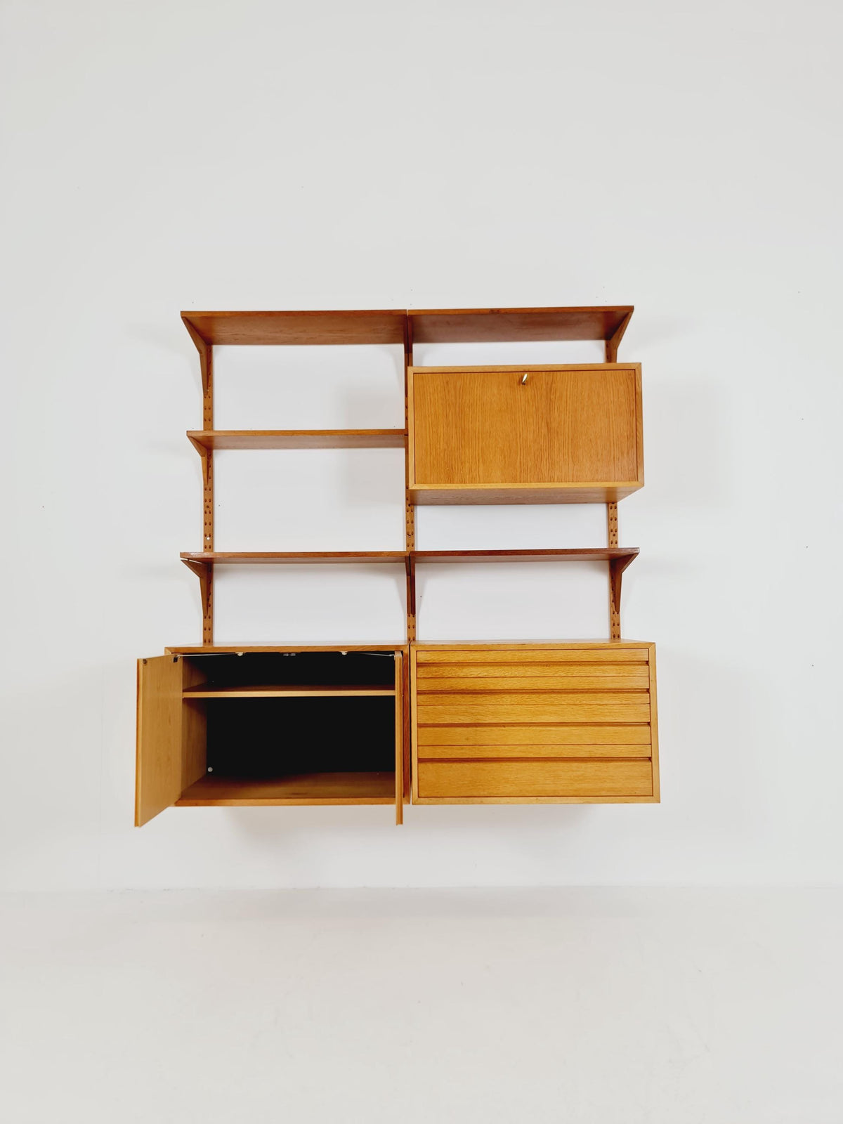 Big Mid century Danish Oak Wall Unit with 3 cabinets by Poul Cadovius for Cado, Denmark, 1960s