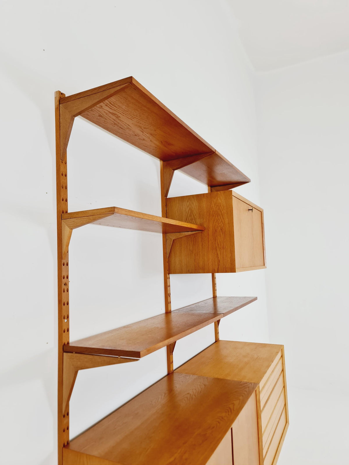 Big Mid century Danish Oak Wall Unit with 3 cabinets by Poul Cadovius for Cado, Denmark, 1960s