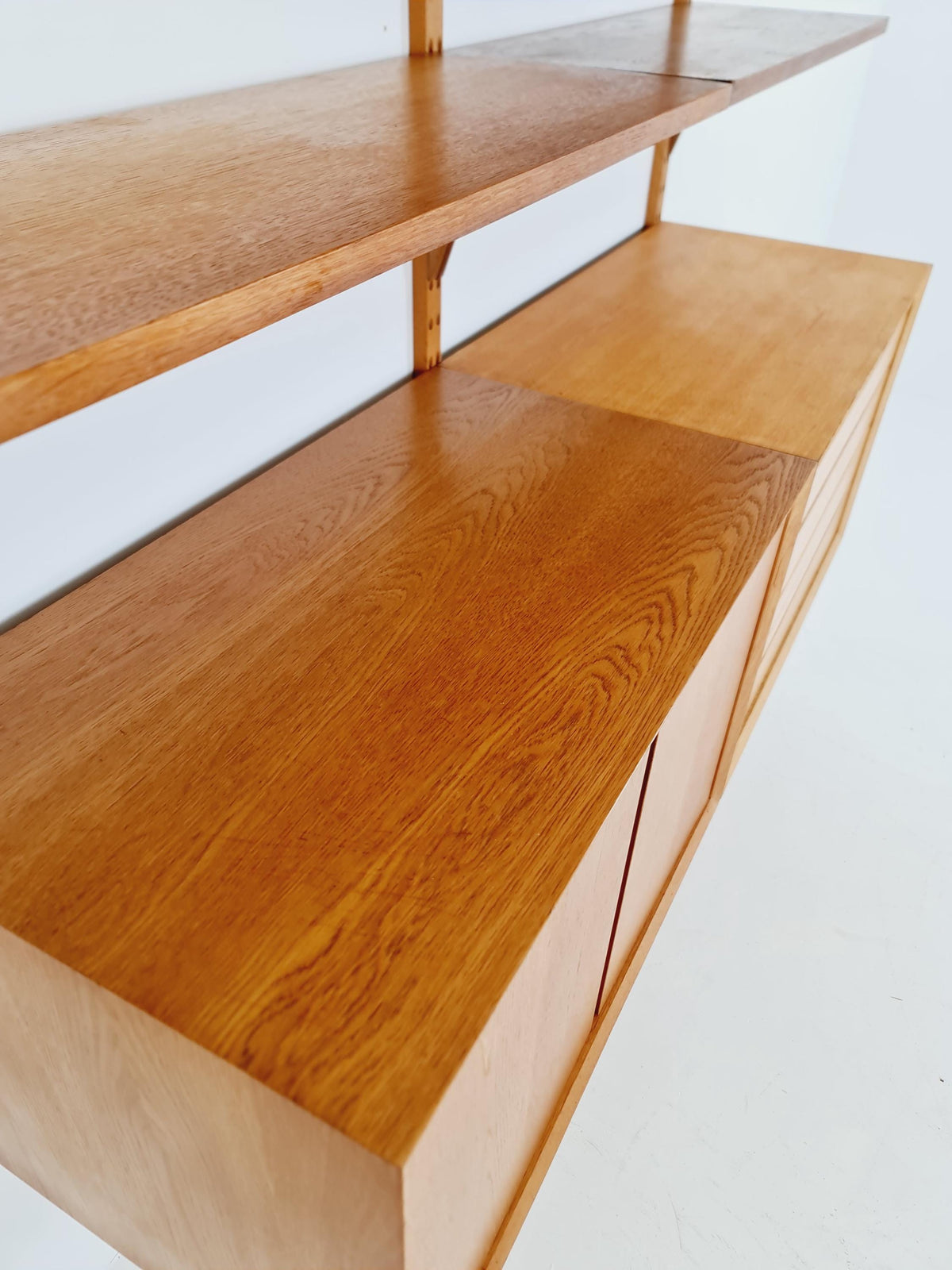 Big Mid century Danish Oak Wall Unit with 3 cabinets by Poul Cadovius for Cado, Denmark, 1960s