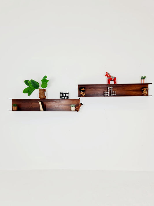 Long Rosewood German Wilheilm Renz for Walter Renz hanging shelf, 1960s