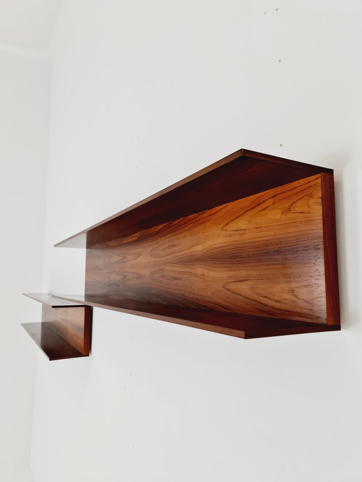 Long Rosewood German Wilheilm Renz for Walter Renz hanging shelf, 1960s