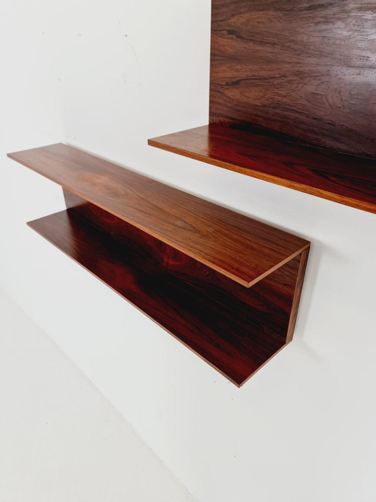 1 of 3 German Rosewood Wilheilm Renz for Walter Renz hanging shelf, 1960s