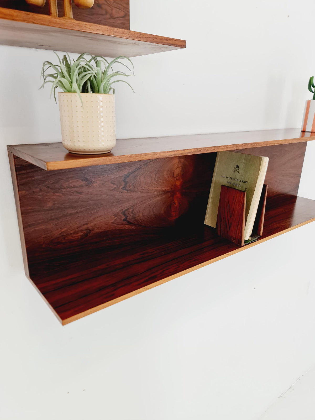 1 of 3 German Rosewood Wilheilm Renz for Walter Renz hanging shelf, 1960s