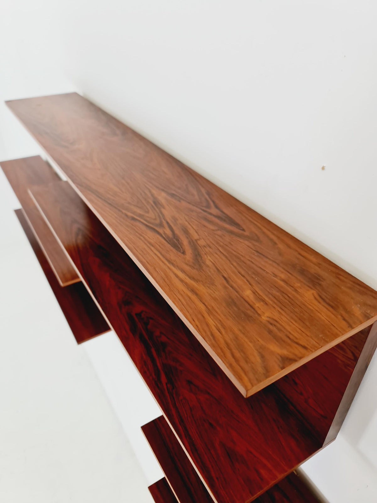 1 of 3 German Rosewood Wilheilm Renz for Walter Renz hanging shelf, 1960s