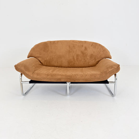 Mid century cognac cord sofa by Johan Bertil Häggström for Ikea 1980s Sweden