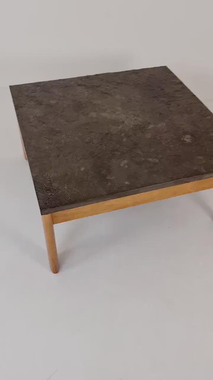 Danish solid oak and stone coffee table, 1960s