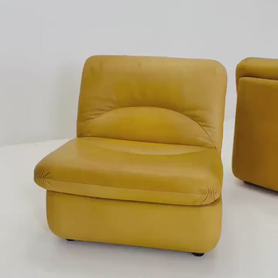1 of 2 Mid-Century Leather Lounge Chair by Dreipunkt International, Germany, 1970s