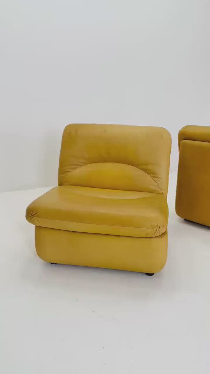1 of 2 Mid-Century Leather Lounge Chair by Dreipunkt International, Germany, 1970s