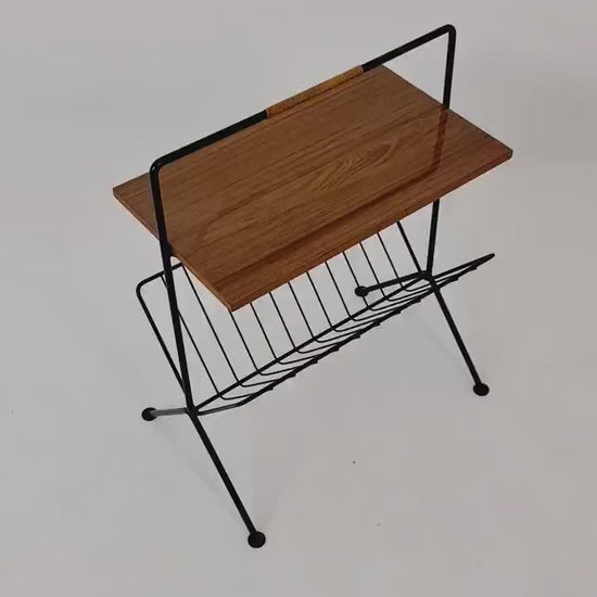 String German vintage side table with newspaper shelf from the 60s