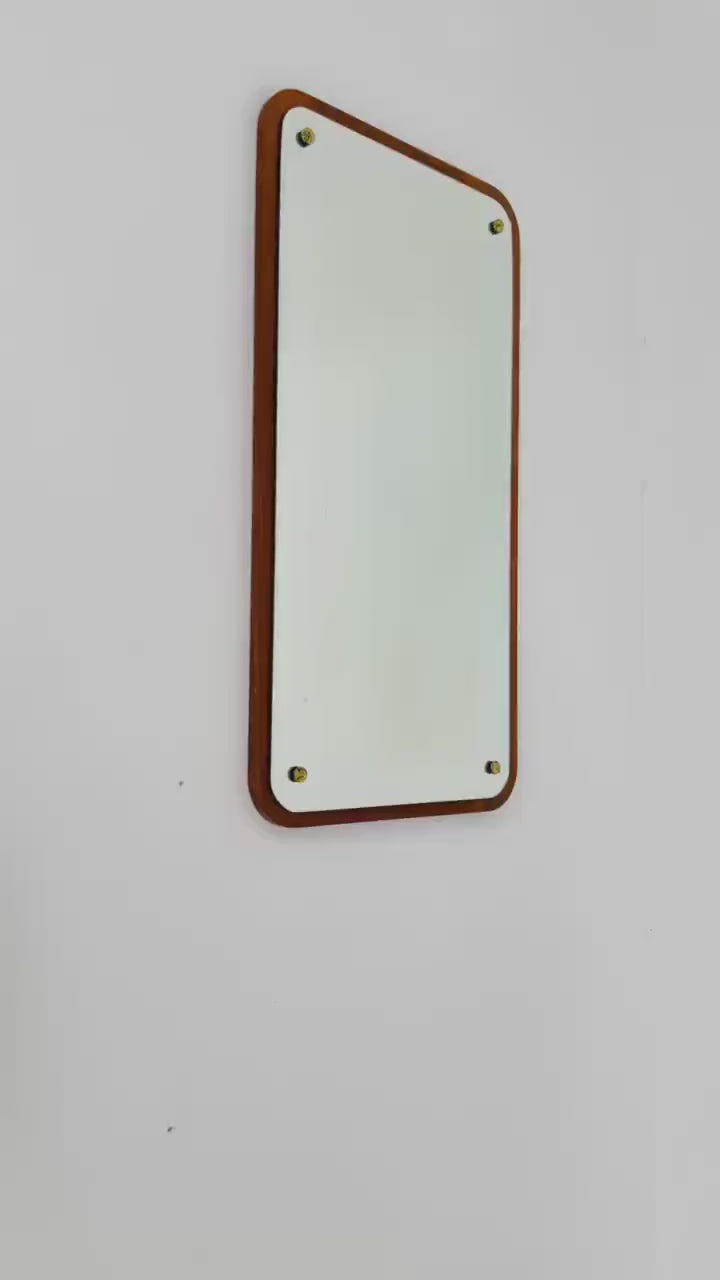 Mid century Scandinavian  Mirror with Curved Glass, by Eriksmålaglas Sweden 1960s