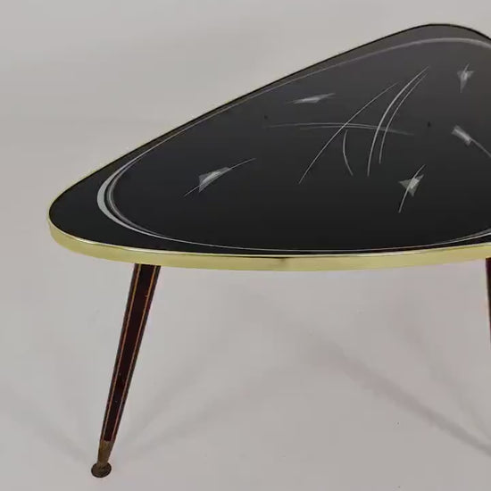 German Mid-Century Tripod  Glass & Brass Coffee Table  1950s