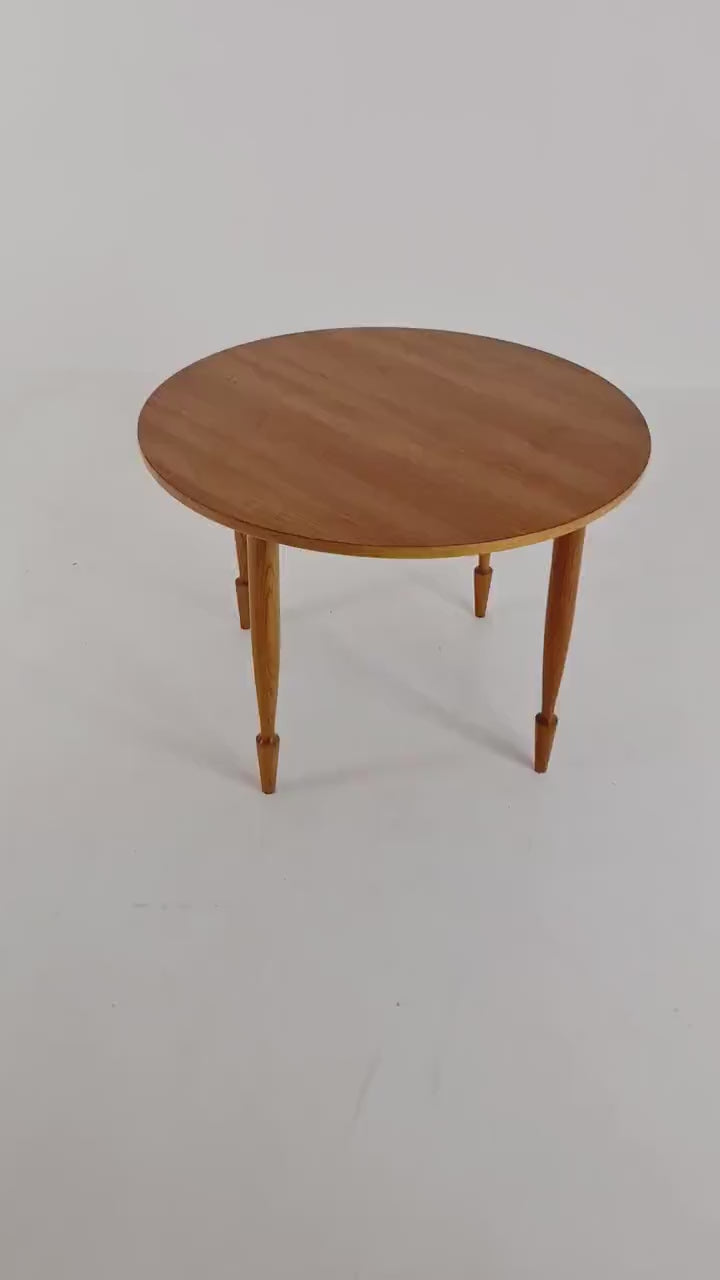 Midcentury round Swedish teak coffee table, 1960s