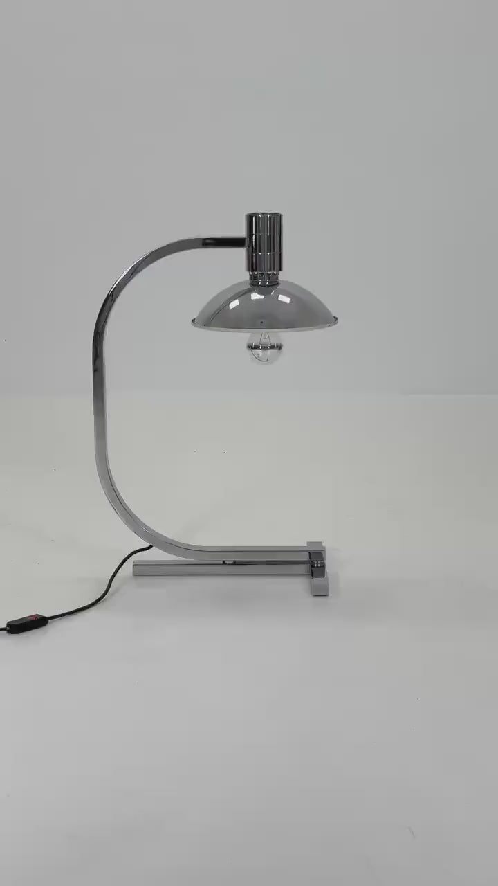 Rare Mid-Century Modern Chrome Large Table Lamp by Franco Albini, Franca Helg & Antonio Piva for Sirrah, Italy, 1960s