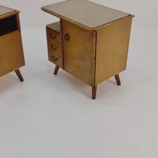 German Mid century beech nightstands/ bedside tables BY WK Möbel , 1960s