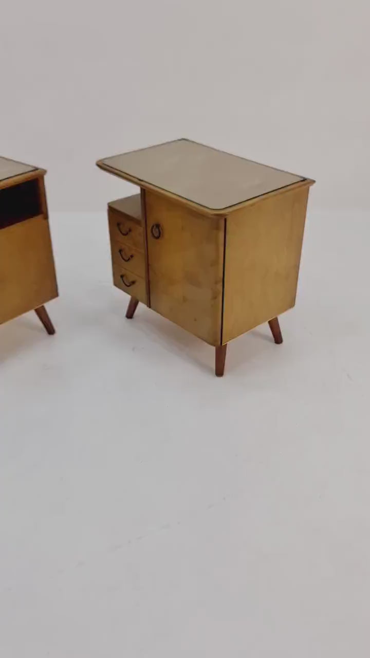 German Mid century beech nightstands/ bedside tables BY WK Möbel , 1960s