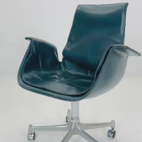 Mid centruy Tulip dark green  Desk Chair Modell 6727  by Preben Fabricius & Jørgen Kastholm  – for Walter Knoll, 1960s by Kill