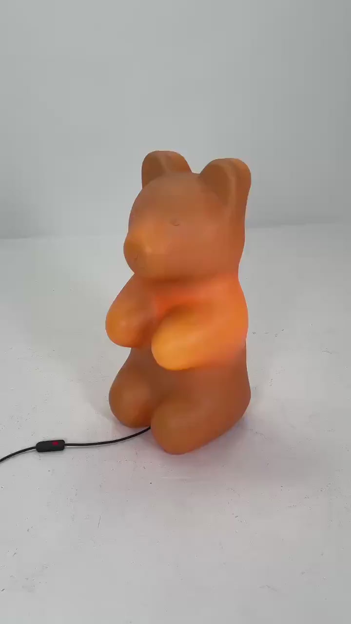 Retro large orange  bear standing  Lamp , by Heico 1980s Germany