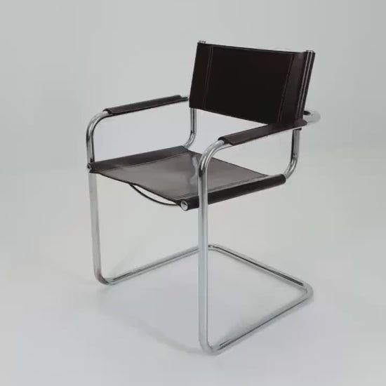 Mid-Century Bauhaus Dark Brown Armchair by Centro Studio Italy, 1980s