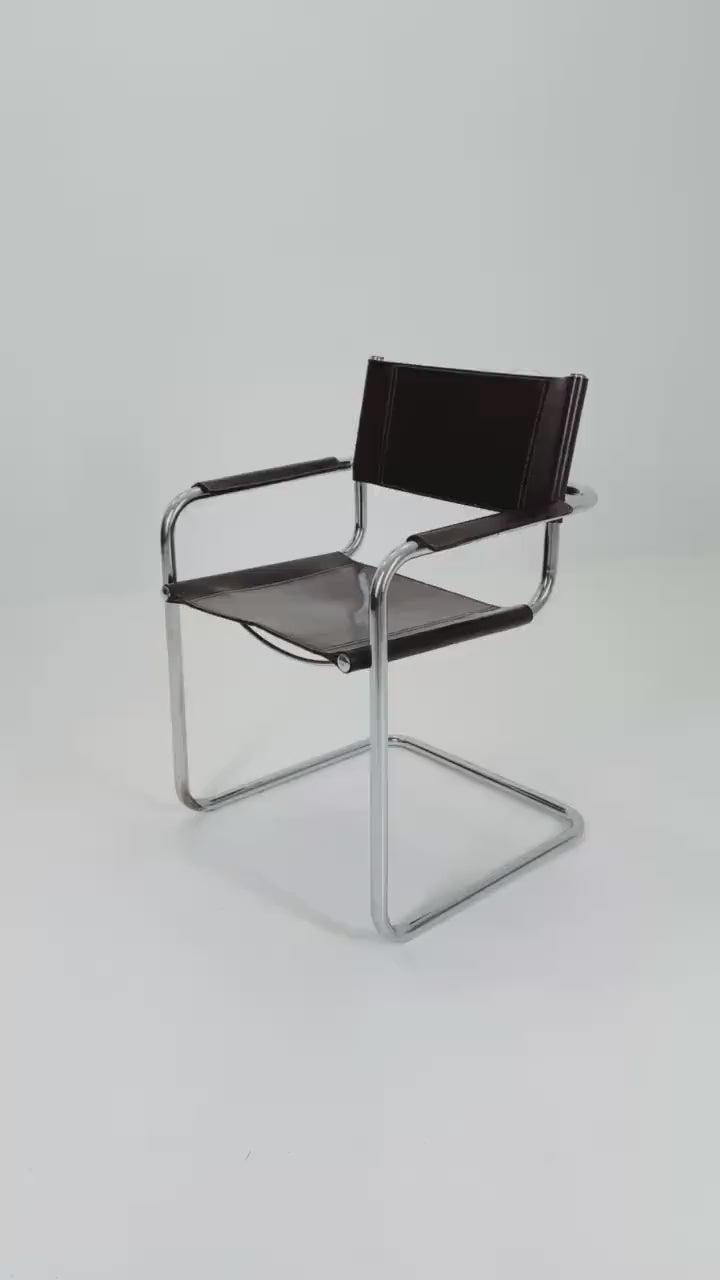 Mid-Century Bauhaus Dark Brown Armchair by Centro Studio Italy, 1980s