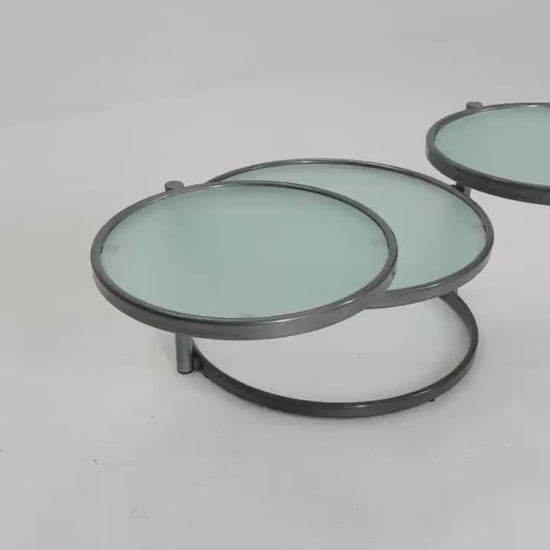 Mid Century  coffee table with 3 swivel levels by  Milo Baughman Italy 1970s