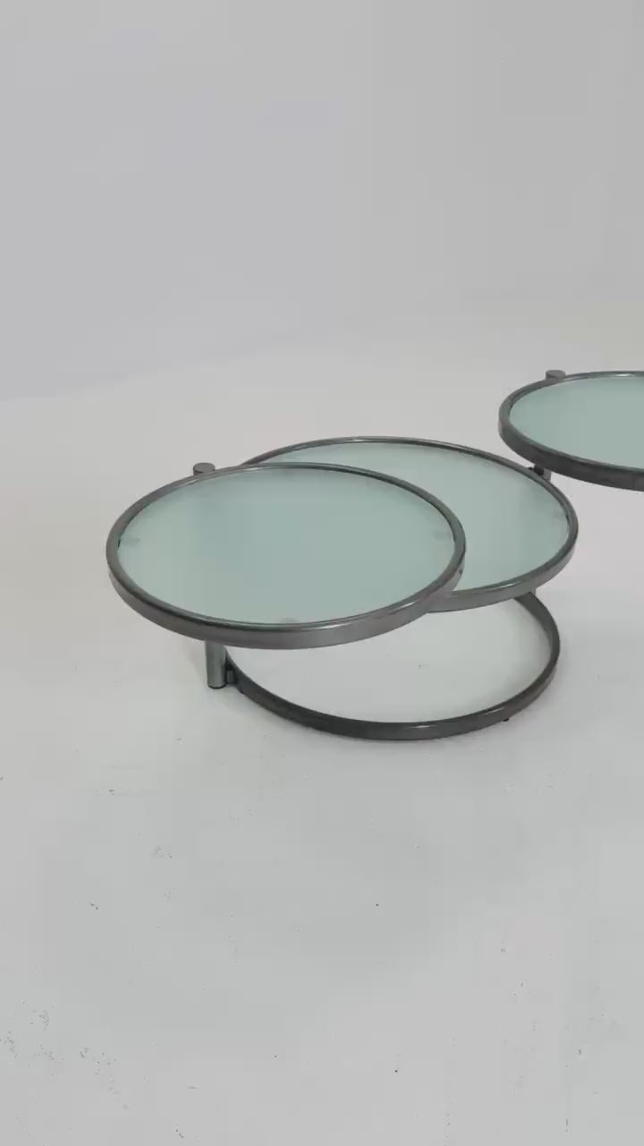 Mid Century  coffee table with 3 swivel levels by  Milo Baughman Italy 1970s
