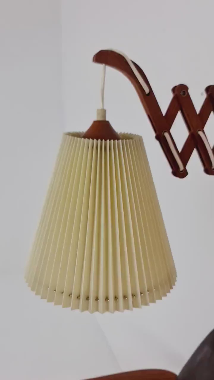Swdish teak vintage sax wall lamp, 1960s
