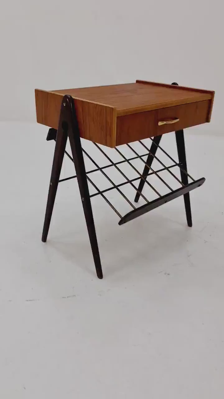 Danish MidCentury Teak and brass nightstands / bedside tables, 1960s