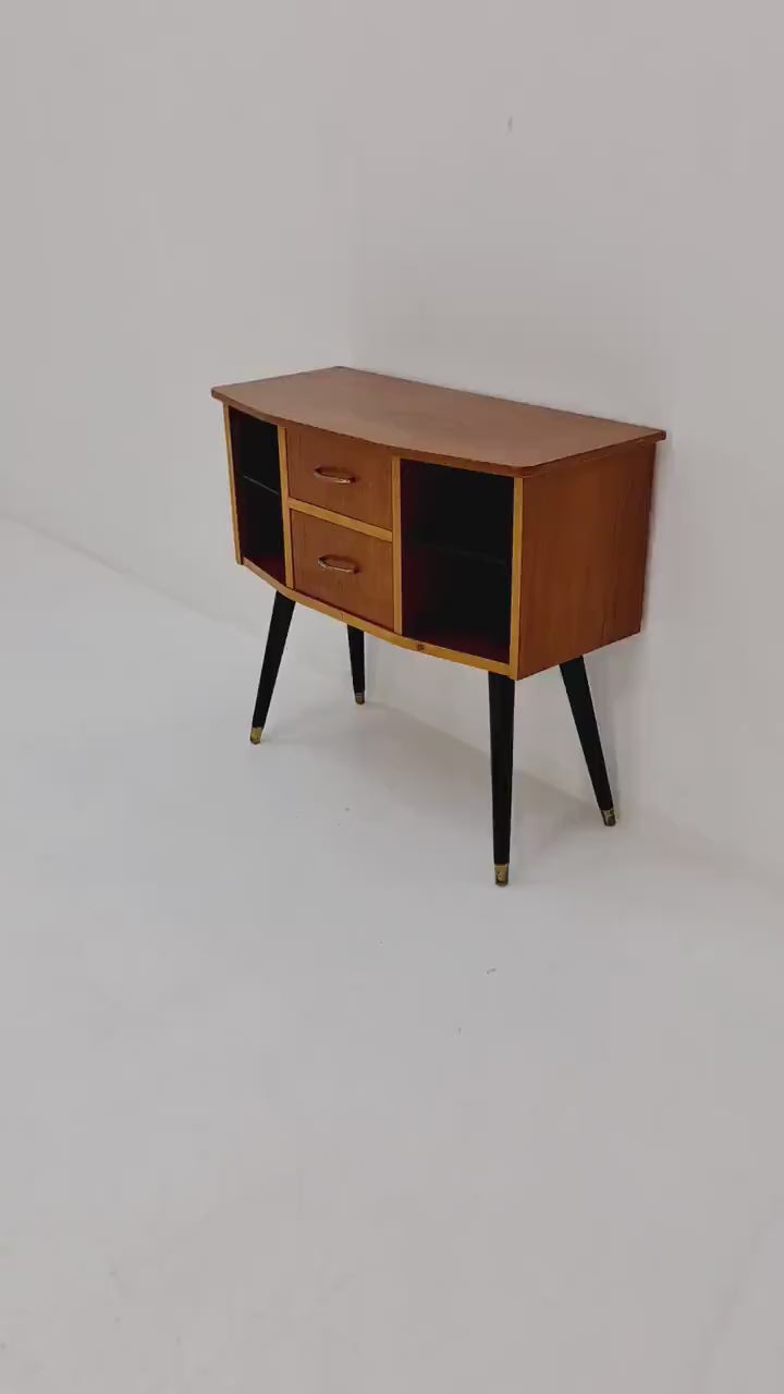 Midcentury wide Danish teak vintage Side table/ Bedside table/ Night stand, 1960s