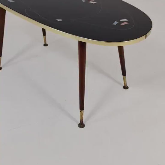 German Mid-Century Glass & Brass Coffee Table By Else, 1950s