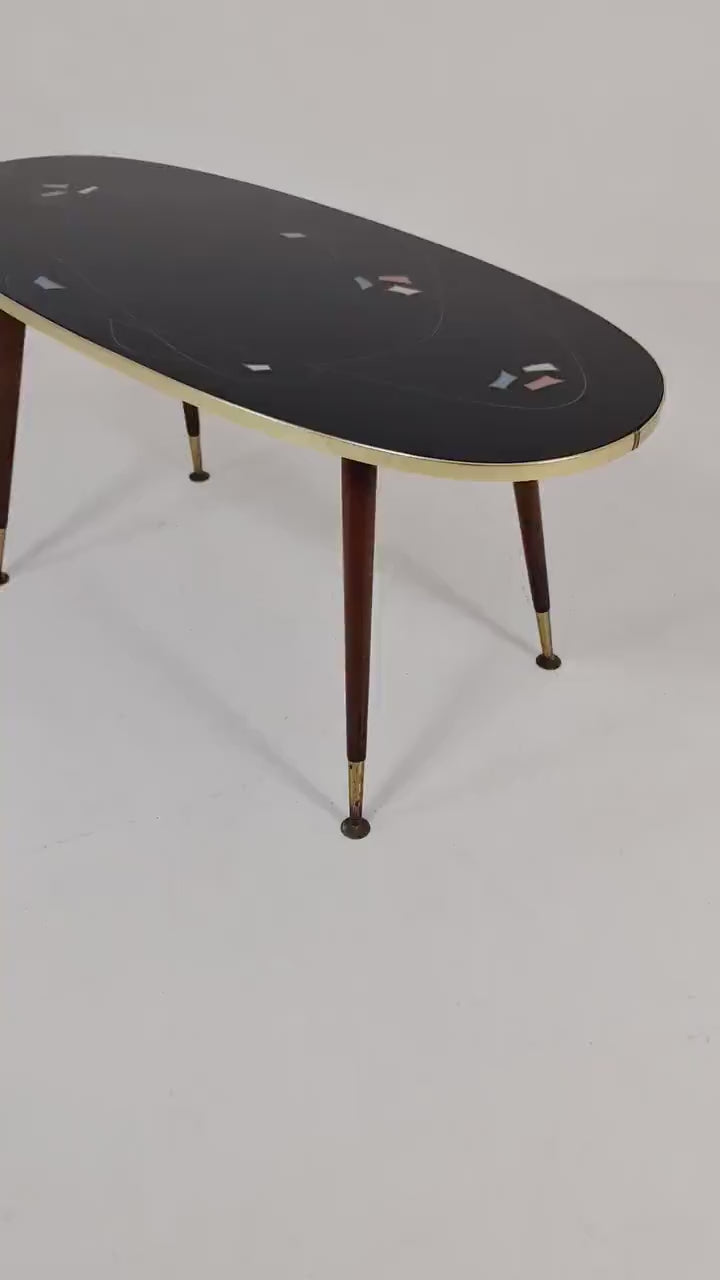 German Mid-Century Glass & Brass Coffee Table By Else, 1950s