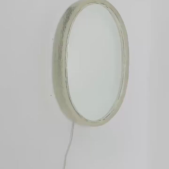 Mid-Century Large Oval Backlit Mirror by Rudolf Zimmermann for Bamberg, Germany, 1970s