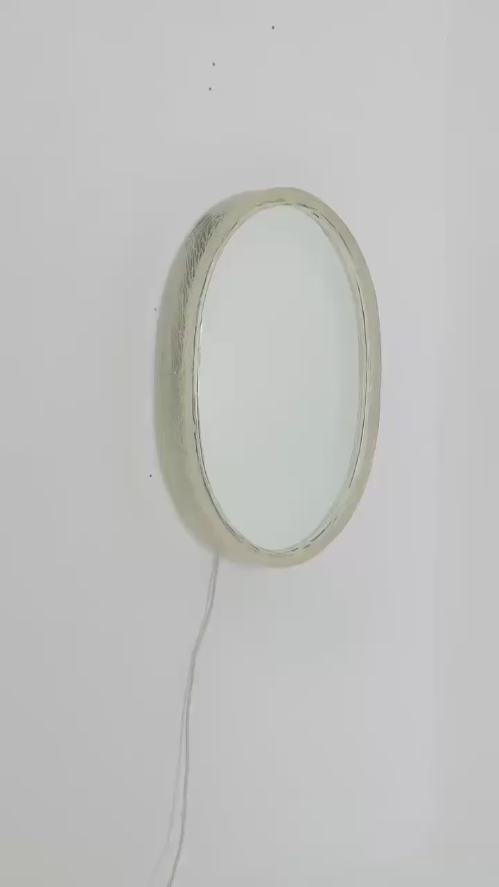 Mid-Century Large Oval Backlit Mirror by Rudolf Zimmermann for Bamberg, Germany, 1970s