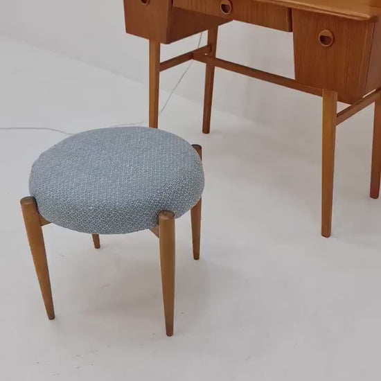 Mid Century Modern Danish teak & oak vanity table with stool make up table by Fröseke for AB nybrofabriken, 1960s