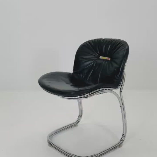 Mid century Bauhaus black Sabrina dining chair by Gaston’s Rinaldi for Rima  Linea ,1970s Italy