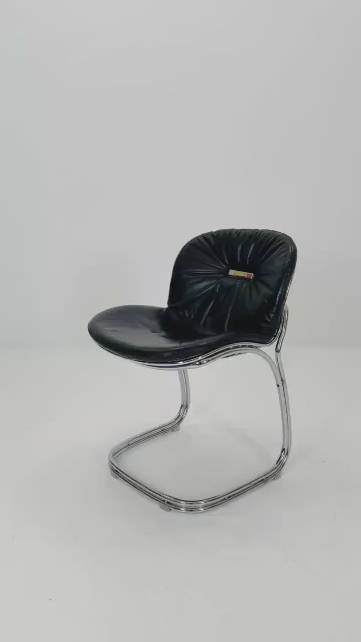 Mid century Bauhaus black Sabrina dining chair by Gaston’s Rinaldi for Rima  Linea ,1970s Italy