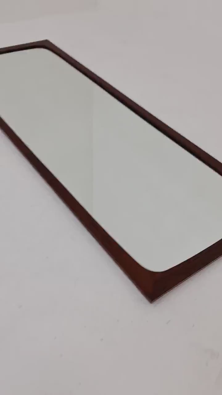 Rosewood Danish mid-century Modern wall-mounted mirror, 1960s