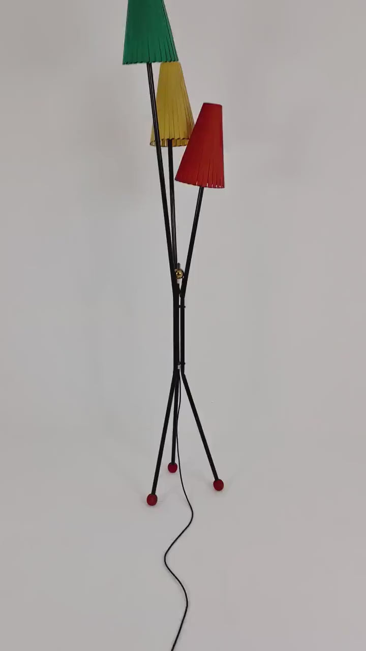 Tripod swedish vintage floor lamp in metal by Dahlquist & Johansson, 1950s