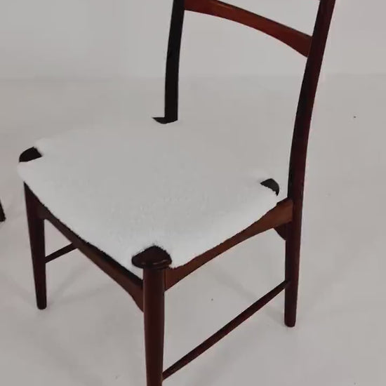 German teak & Teddy Fabric   dining chair  by  Georg Leowald for wilkhan  1960s,set of 2