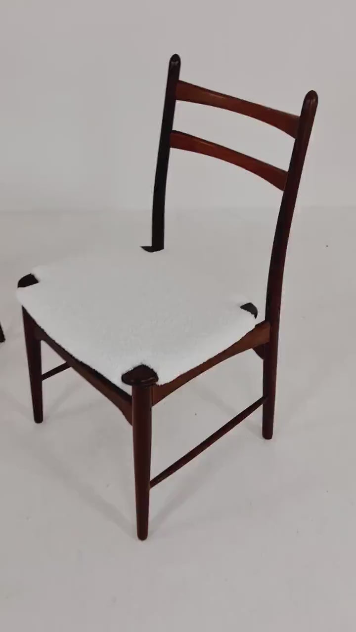 German teak & Teddy Fabric   dining chair  by  Georg Leowald for wilkhan  1960s,set of 2