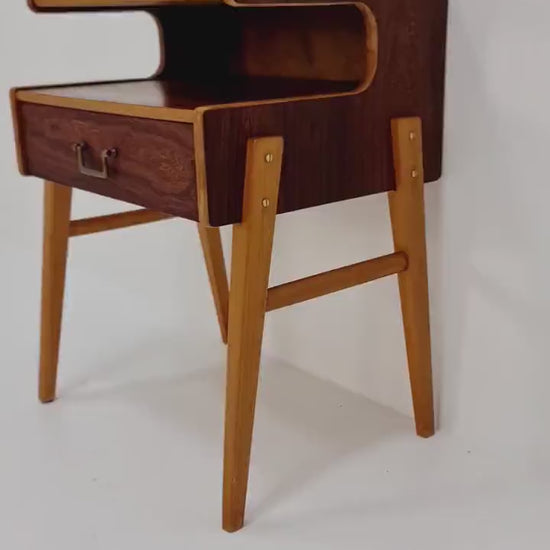 Midcentury Carlström & Co Teak, Rosewood Vintage Side table/ Bedside table/ Night stand, 1960s