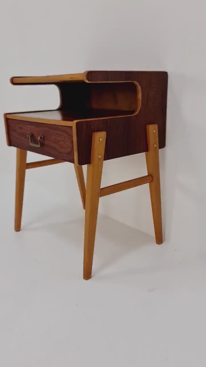 Midcentury Carlström & Co Teak, Rosewood Vintage Side table/ Bedside table/ Night stand, 1960s