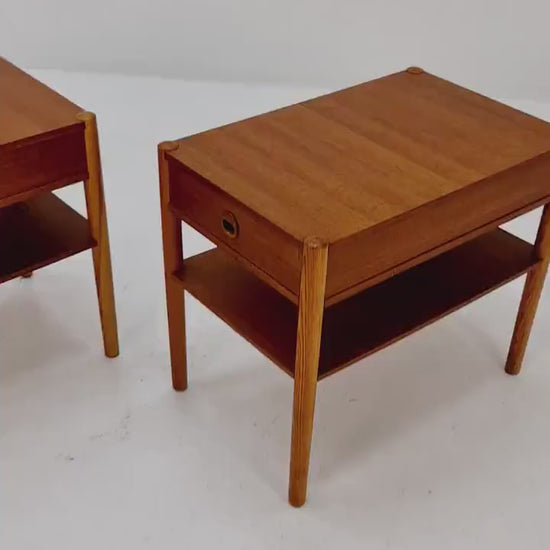 Mid century Danish teak & Oak  bedside tables/ nightstands , 1960s, set of 2
